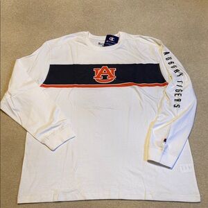 Champion White and Navy Auburn Tigers Long Sleeve Shirt